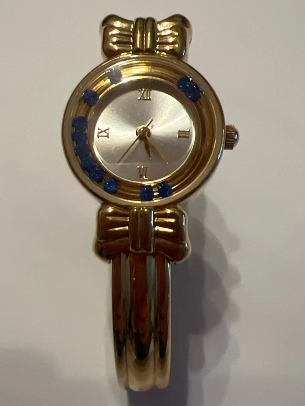 Gold-Tone Women's Watch with Blue Crystal Accents
